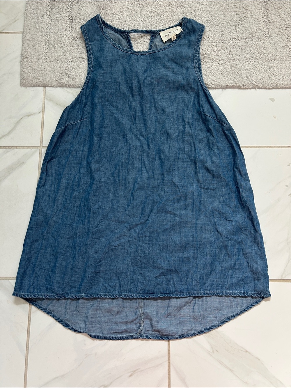 Women's Sleeveless Denim Tunic Tank - denim Blue